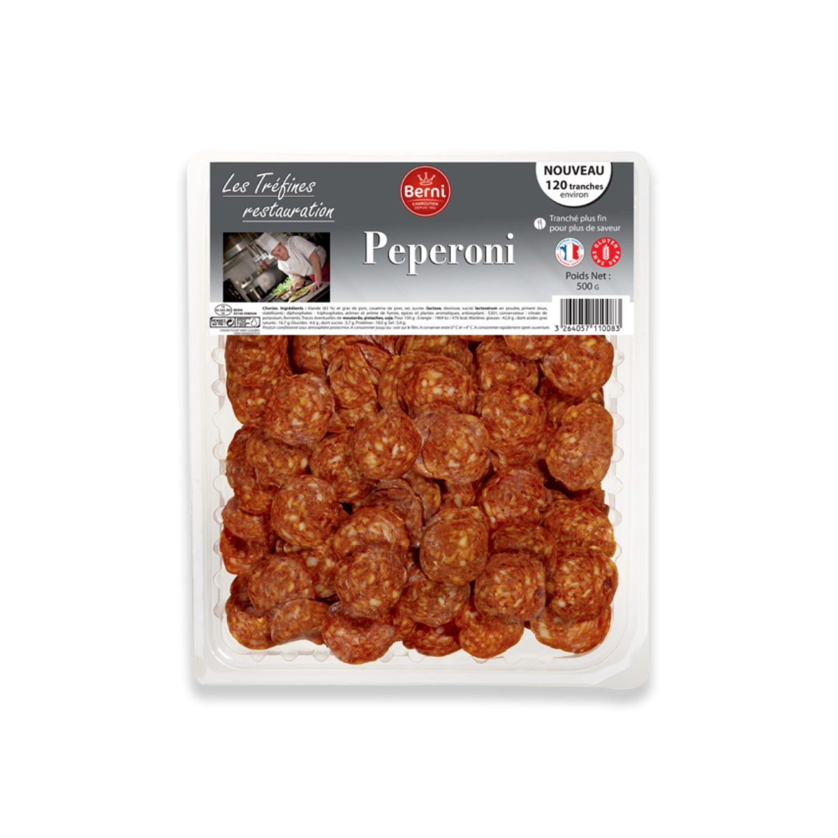 Achat en ligne PEPERONI TRANCHE BARQUETTE 500G BERNI sur cash-alimentaire.com