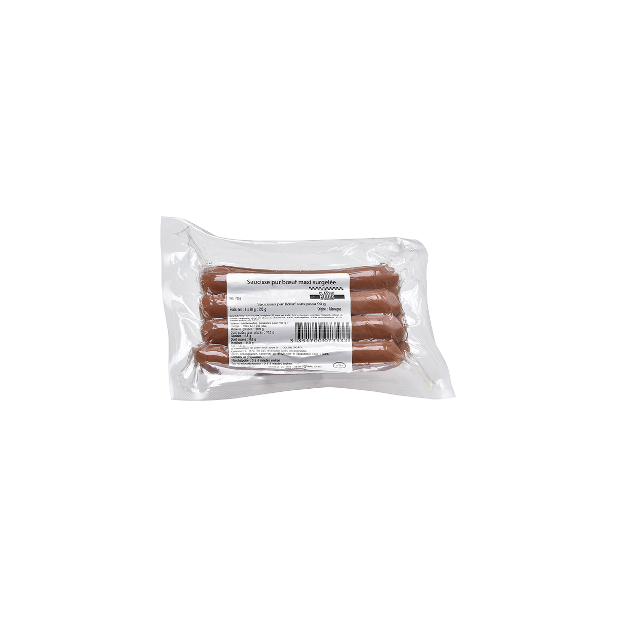 Achat en ligne SAUCISSE PUR BOEUF CLASSIC FOODS sur cash-alimentaire.com