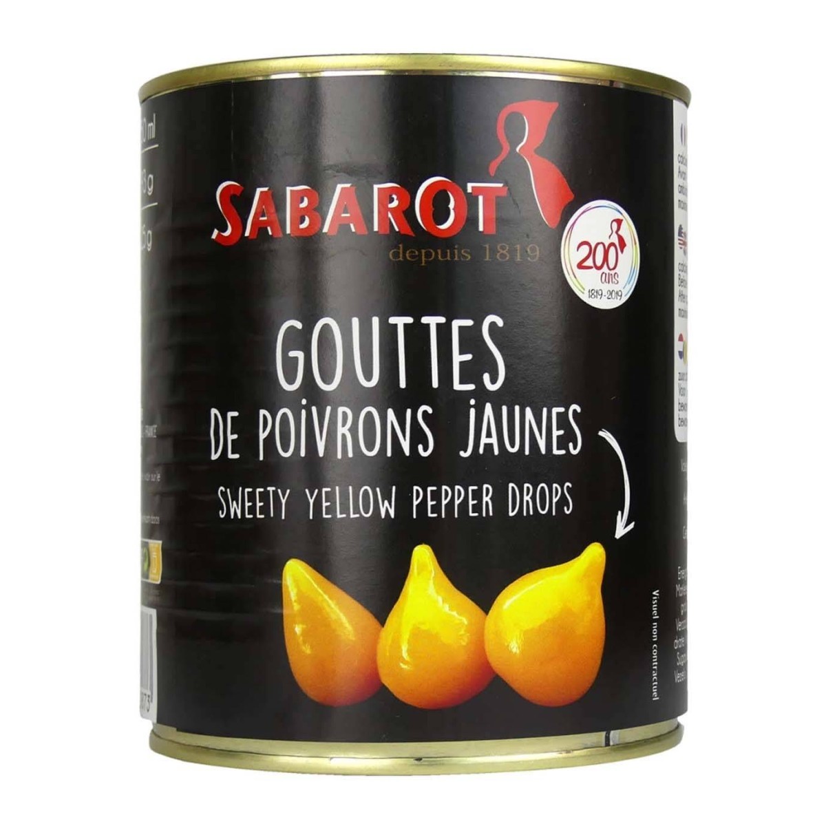 Achat en ligne GOUTTE DE POIVRON JAUNE BOITE 4/4 SABAROT sur cash-alimentaire.com