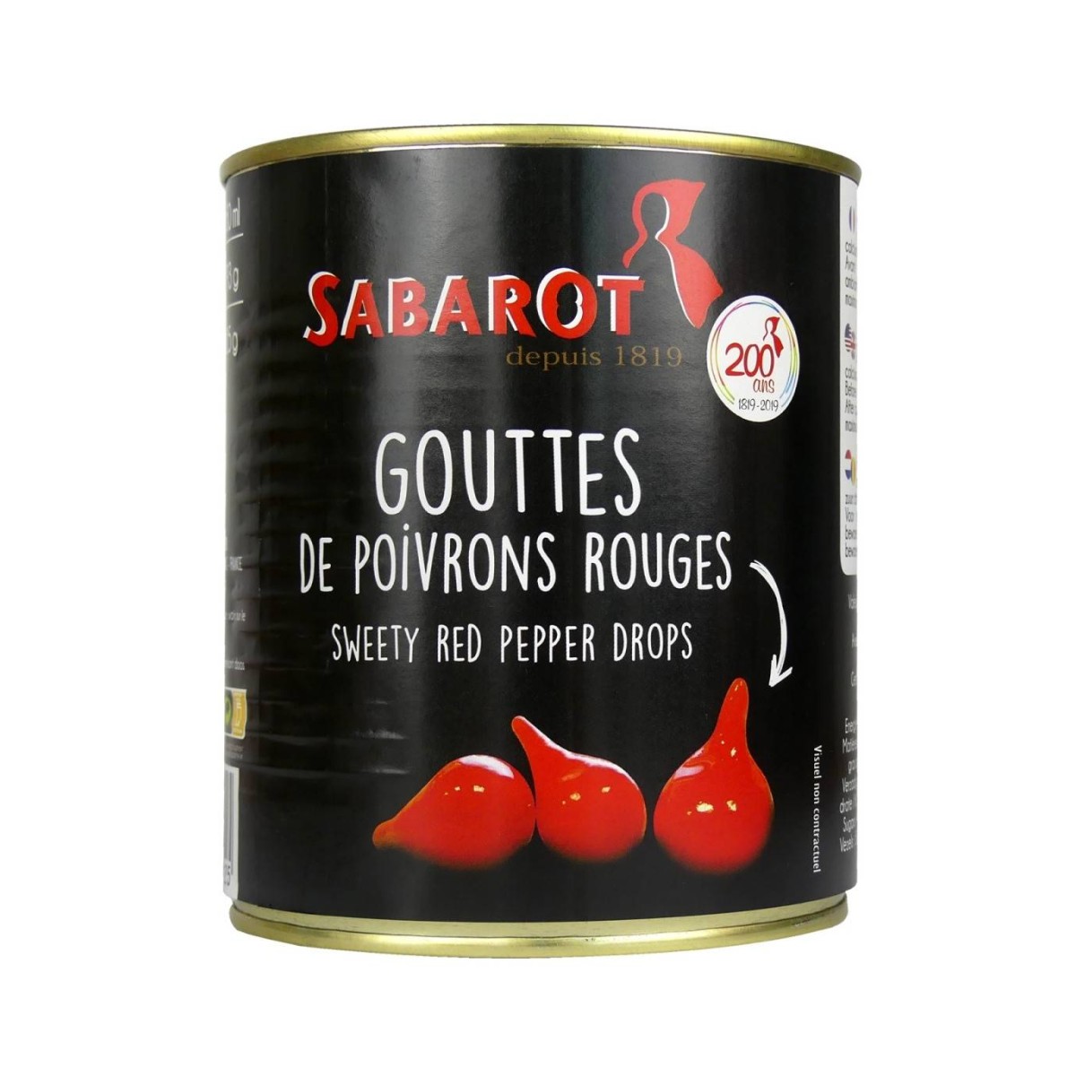Achat en ligne GOUTTE DE POIVRON ROUGE BOITE 4/4 SABAROT sur cash-alimentaire.com