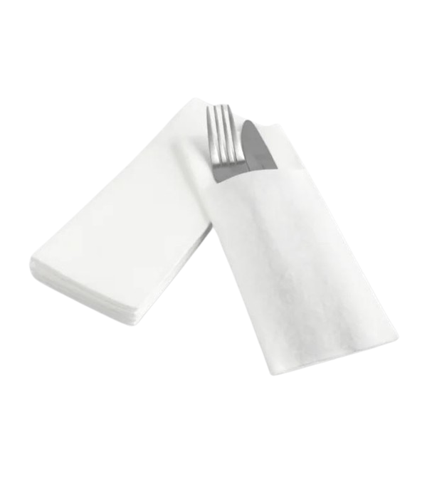 Serviettes airlaid blanches 40 x 40 cm pliage découpe – carton de 700 unités – Garcia de Pou