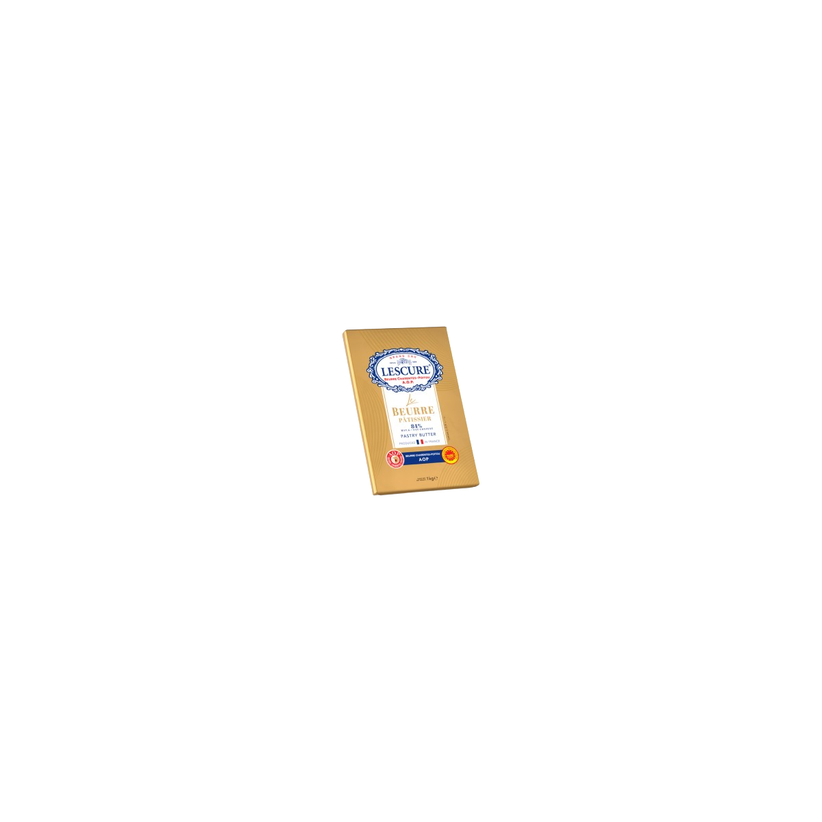 Beurre Pâtissier Tourage 1kg x10 Lescure | AOP Charentes-Poitou 84% MG pour pâtisserie