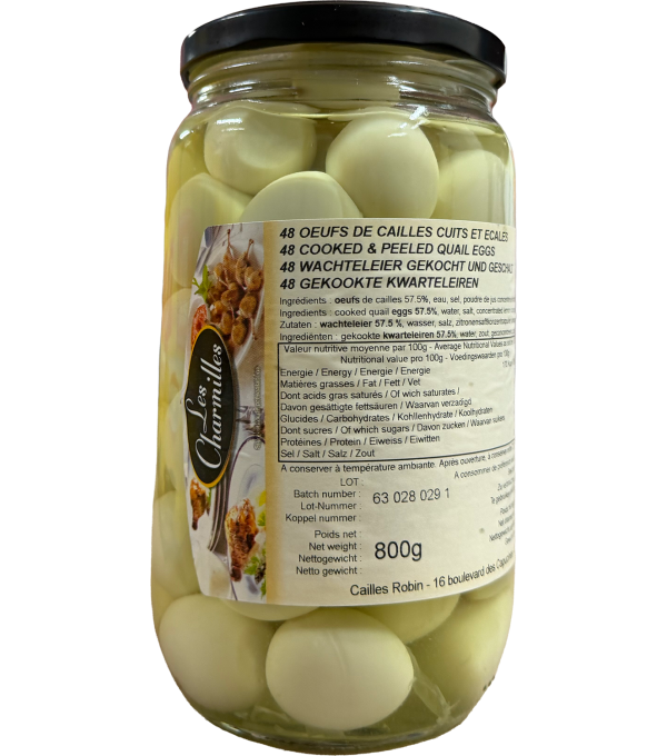 Œufs de caille cuits écalés 48 unités 460g | Robin Cailles