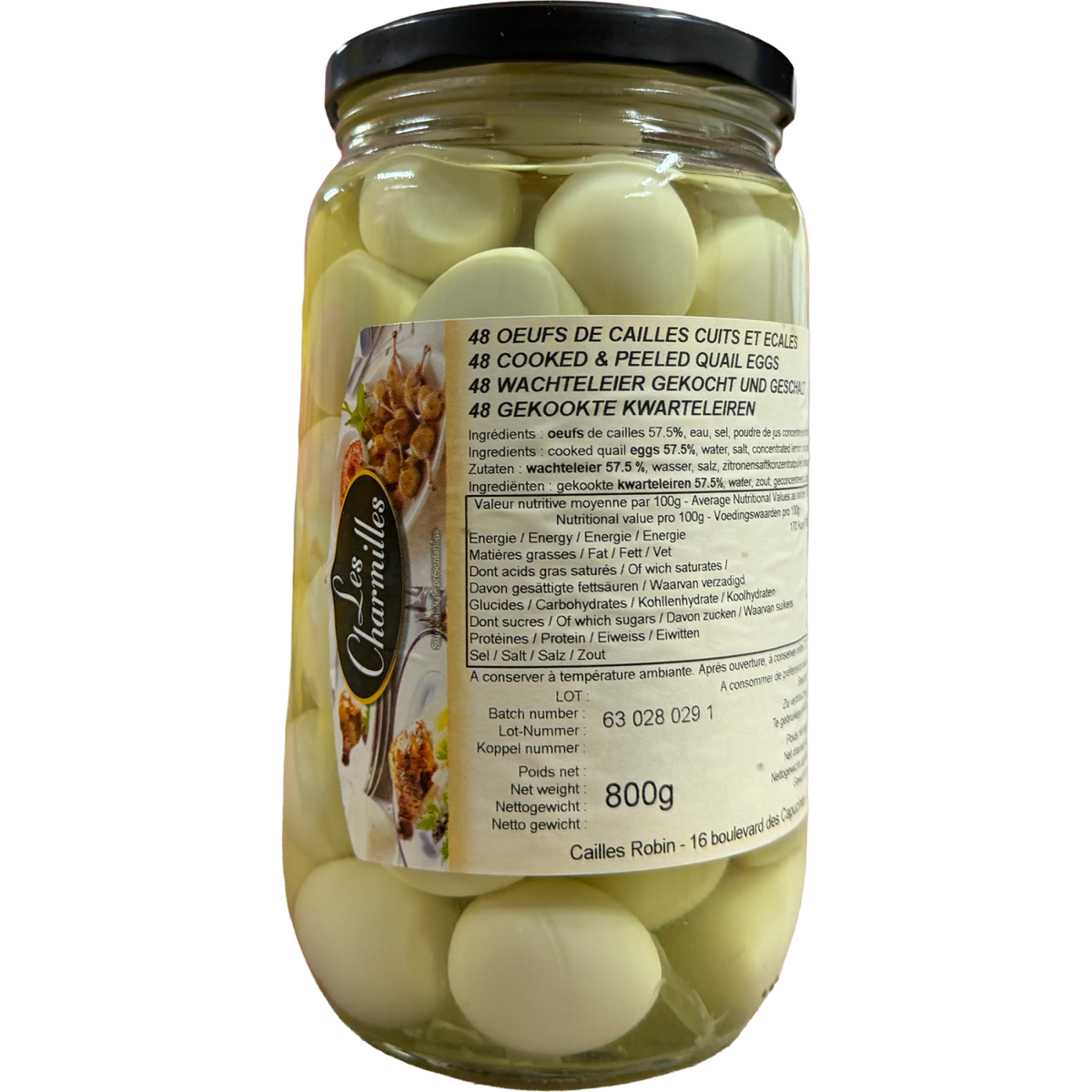 Œufs de caille cuits écalés 48 unités 460g | Robin Cailles
