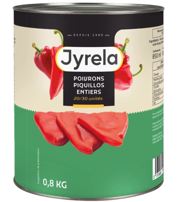 Poivron Piquillo Entier Pelé BT 4/4 – Pérou – Vente Professionnelle