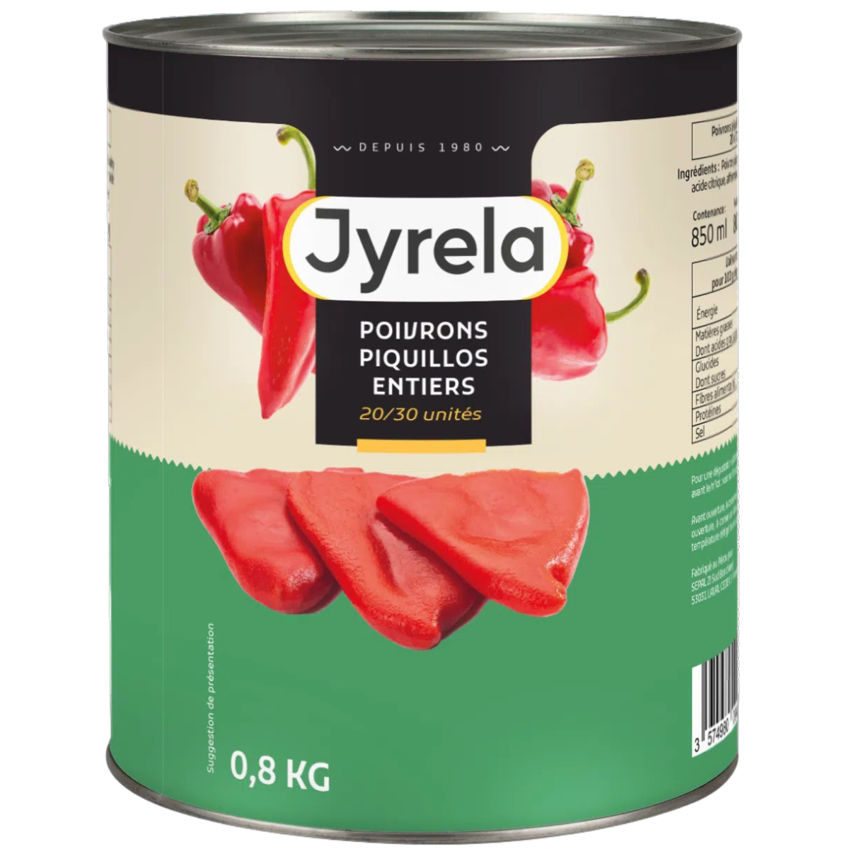Poivron Piquillo Entier Pelé BT 4/4 – Pérou – Vente Professionnelle