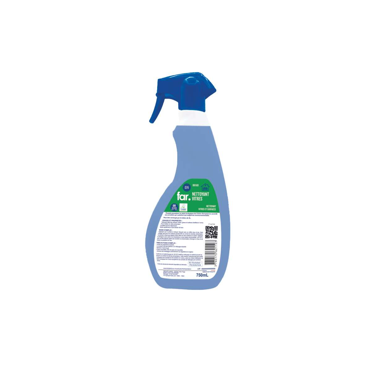Nettoyant Vitres et Surfaces Spray 75 cl – Détergent Ecolabel