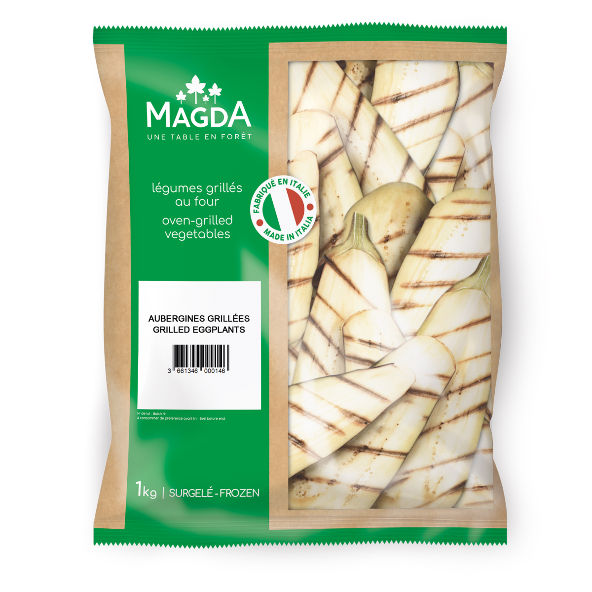 Aubergines en lamelles grillées surgelées 1 kg – légumes grillés au four – origine Italie – Magda