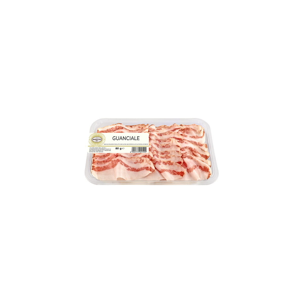 Guanciale tranché Maletti 80g – charcuterie italienne affinée 90 jours