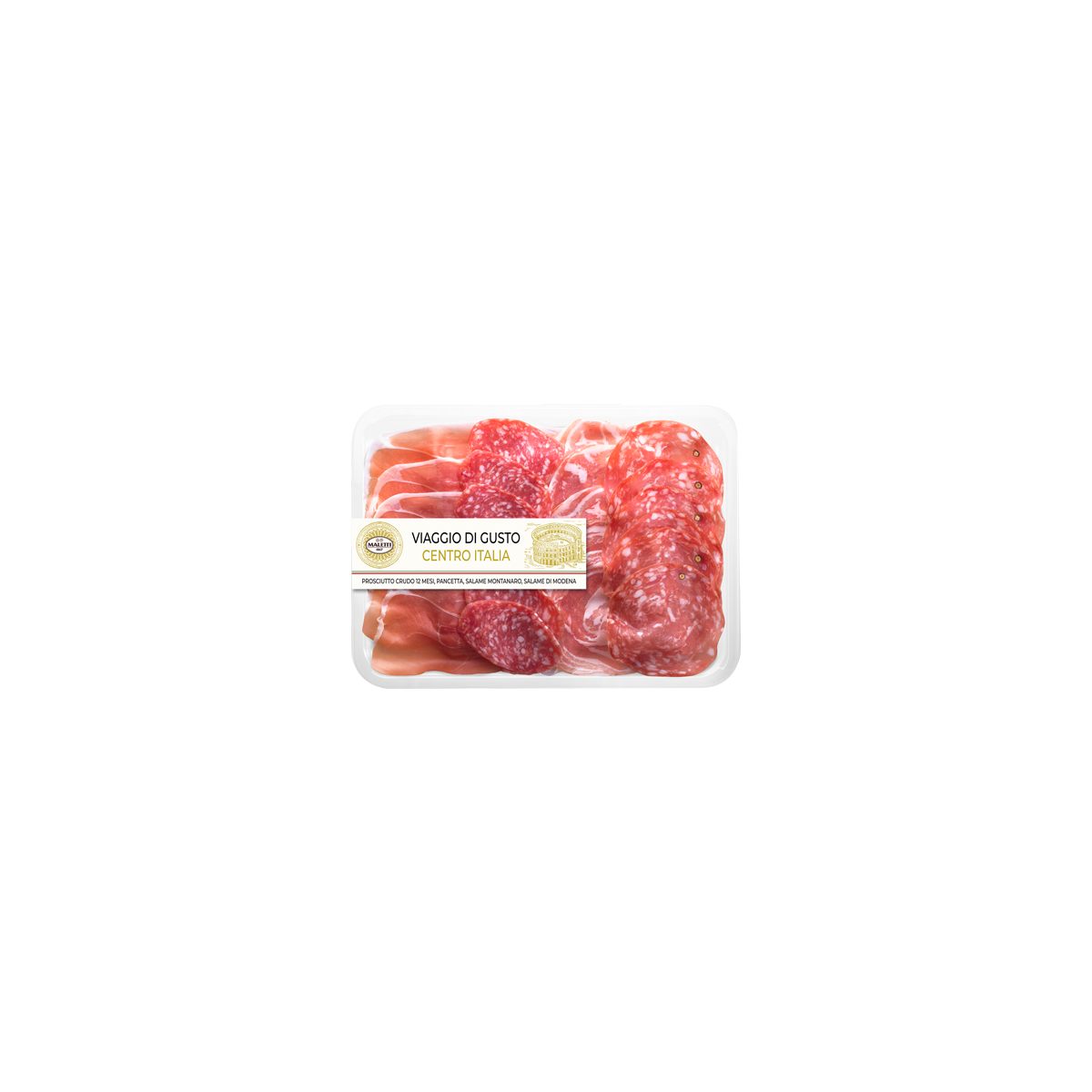 Assortiment charcuterie italienne Maletti 140g – jambon cru, salame, pancetta tranchés