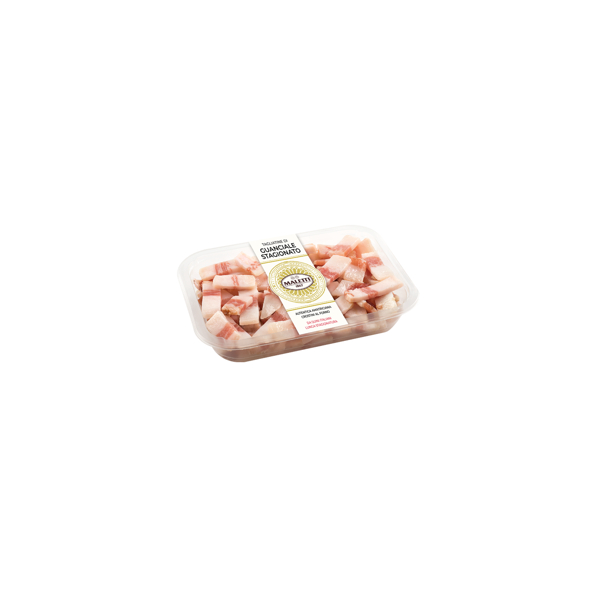 Guanciale en morceaux Maletti 120g – joue de porc italienne affinée 90 jours
