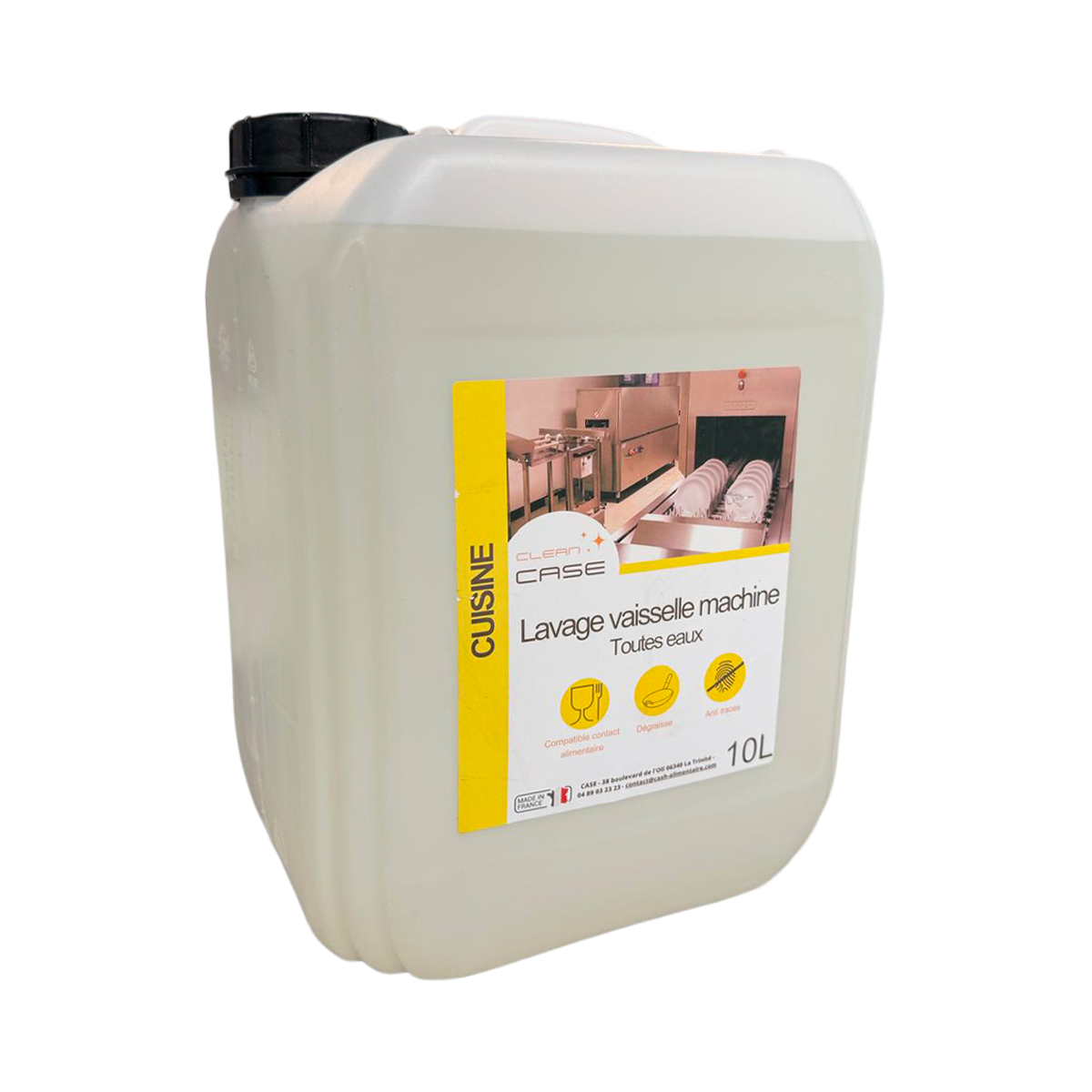 Liquide lavage vaisselle Clean Case 10L ECOCERT – détergent dégraissant professionnel