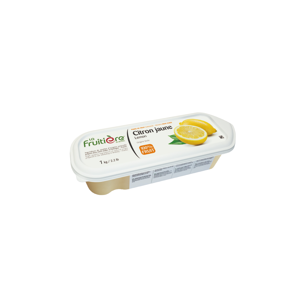 Purée de citron jaune de Sicile surgelée La Fruitière 1kg – préparation fruitée professionnelle