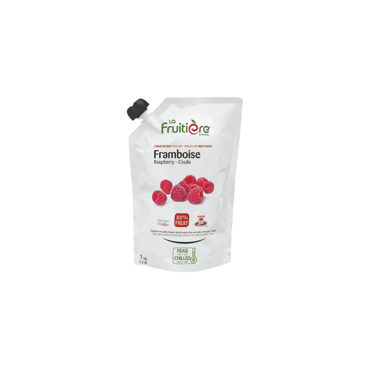 Coulis de framboise frais La Fruitière 1kg – préparation dessert aux fruits