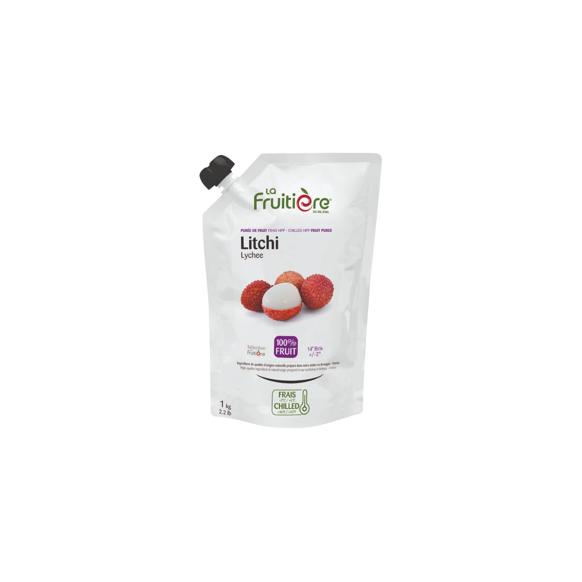 Purée de litchi fraîche La Fruitière 1kg – 100% fruit