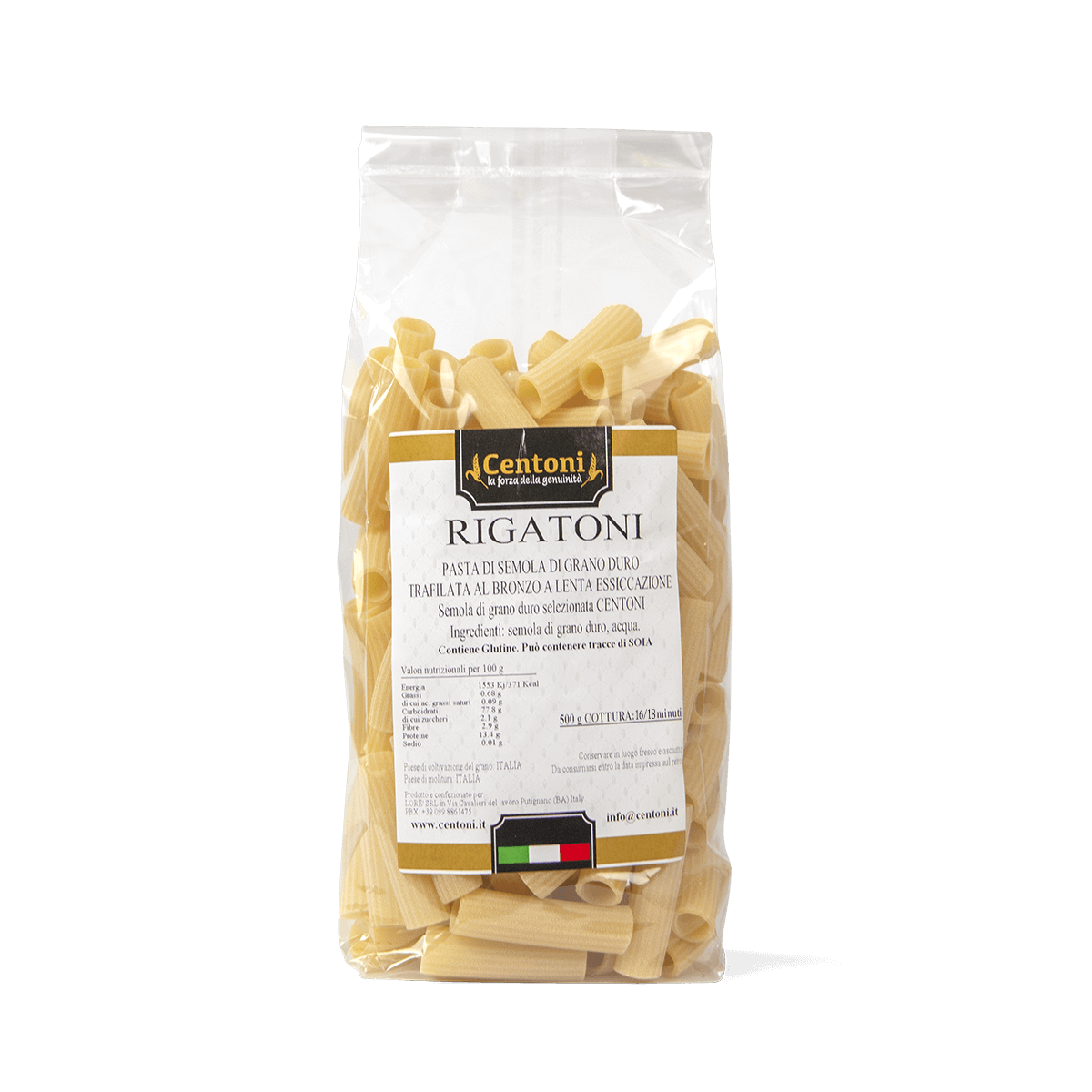 Rigatoni laminés au bronze Centoni 500g – pâtes italiennes premium