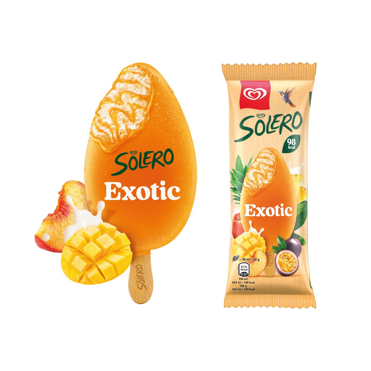 Glace Solero Exotique 90 ml x25 – bâtonnet glacé aux fruits exotiques