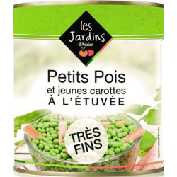 PETITS POIS EXTRA FINS ET CAROTTE JARDINS ADRIEN au prix de gros - cash-alimentaire.com