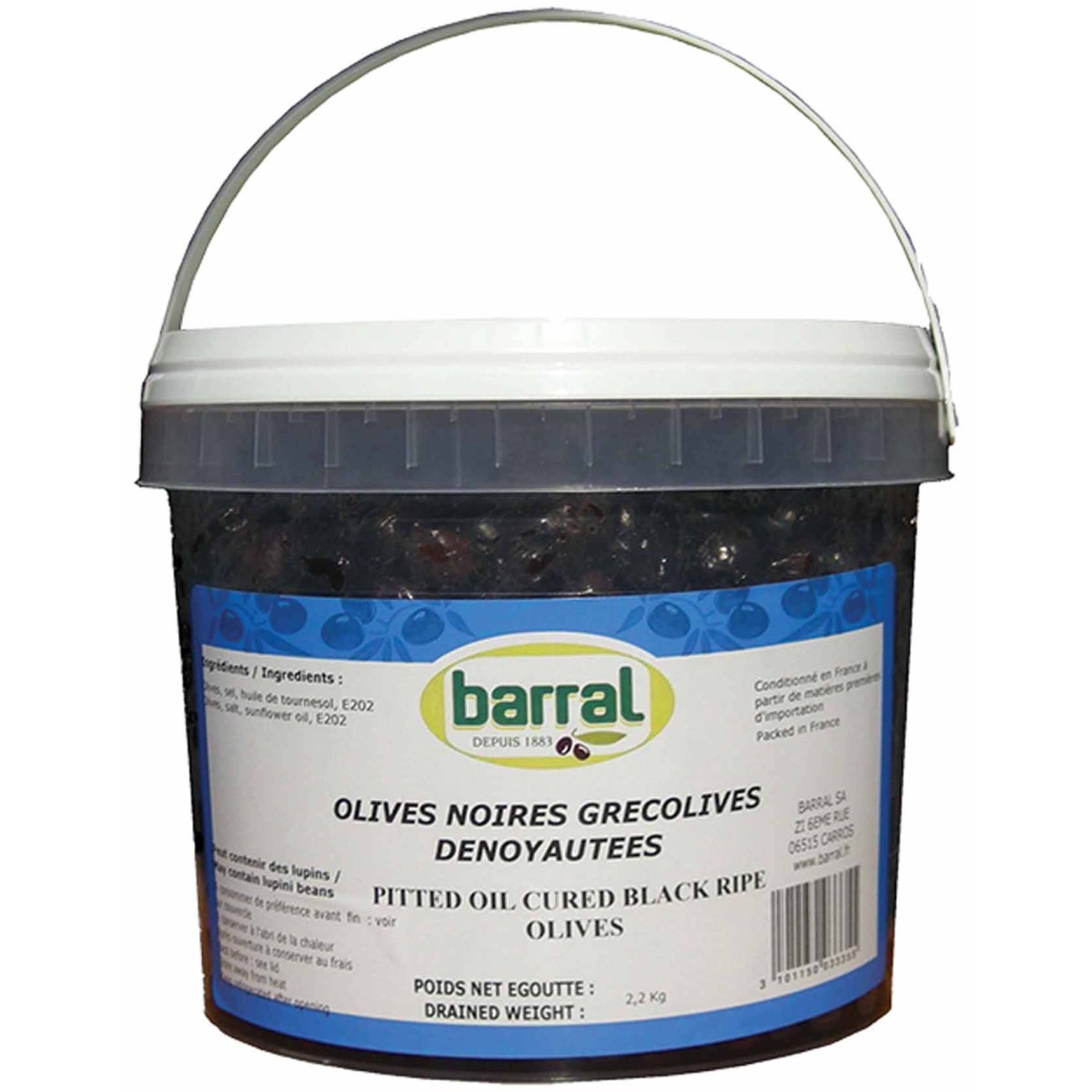 OLIVE NOIRE DENOYAUTEE A LA GRECQUE BARRAL au prix de gros - cash-alimentaire.com