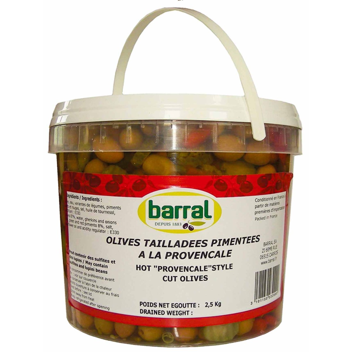 OLIVE TAILLADEE PIMENTEE A LA PROVENCALE BARRAL au prix de gros - cash-alimentaire.com