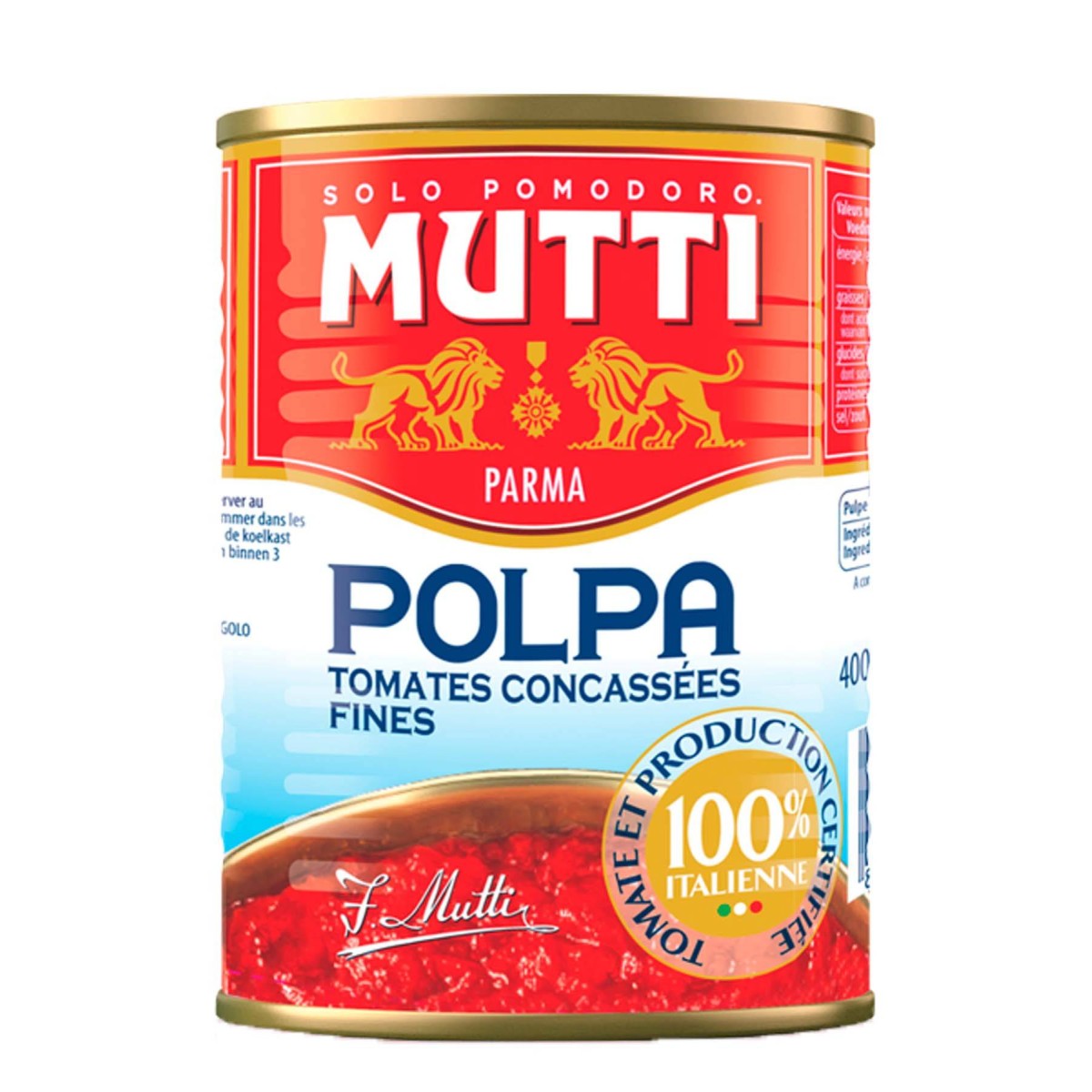 TOMATE POLPA CONCASSEE FINE MUTTI au prix de gros - cash-alimentaire.com