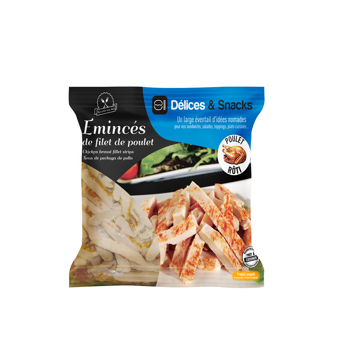 EMINCE FILET POULET ROTI HALAL DELICES & SNACKS - prix grossiste - cash-alimentaire.com